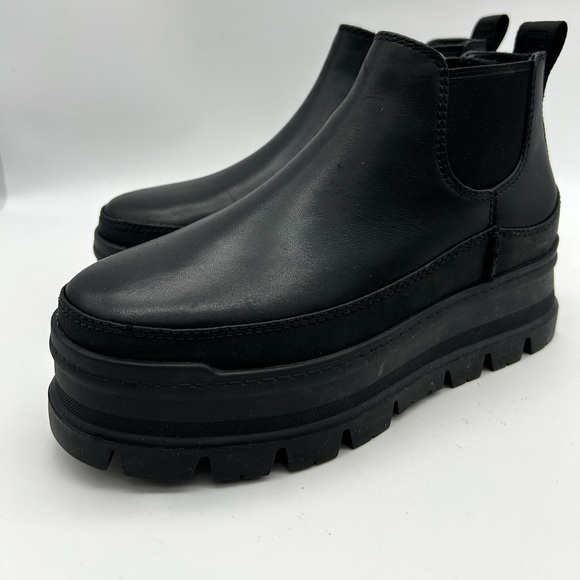 UGG BLACK MERINA WATERPROOF LEATHER PLATFORM BOOTS, WOMEN EUR 38 US 7 - Picture 2 of 11